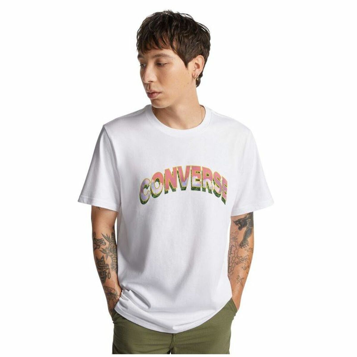 Men’s Short Sleeve T-Shirt Converse Mirror White-0