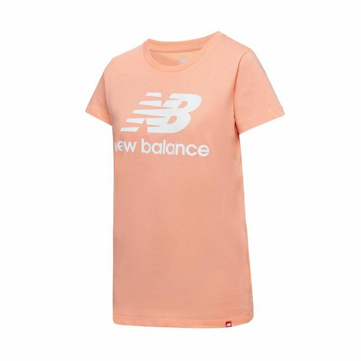 Women’s Short Sleeve T-Shirt New Balance Essentials Stacked Pink-0