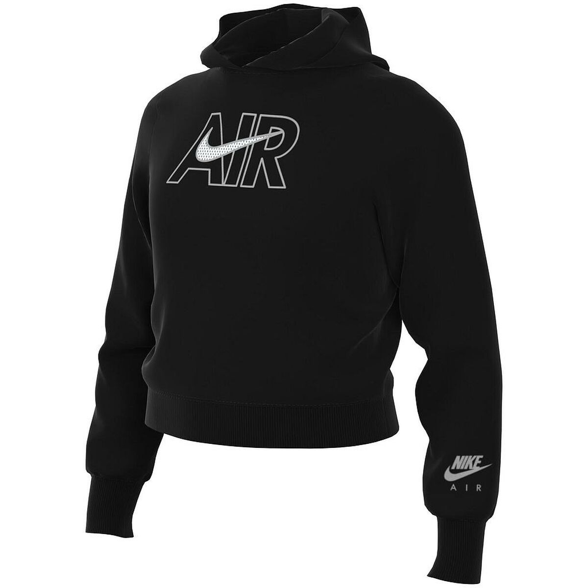 Hooded Sweatshirt for Girls AIR FT CROP HOODIE Nike DM8372 010 Black-0