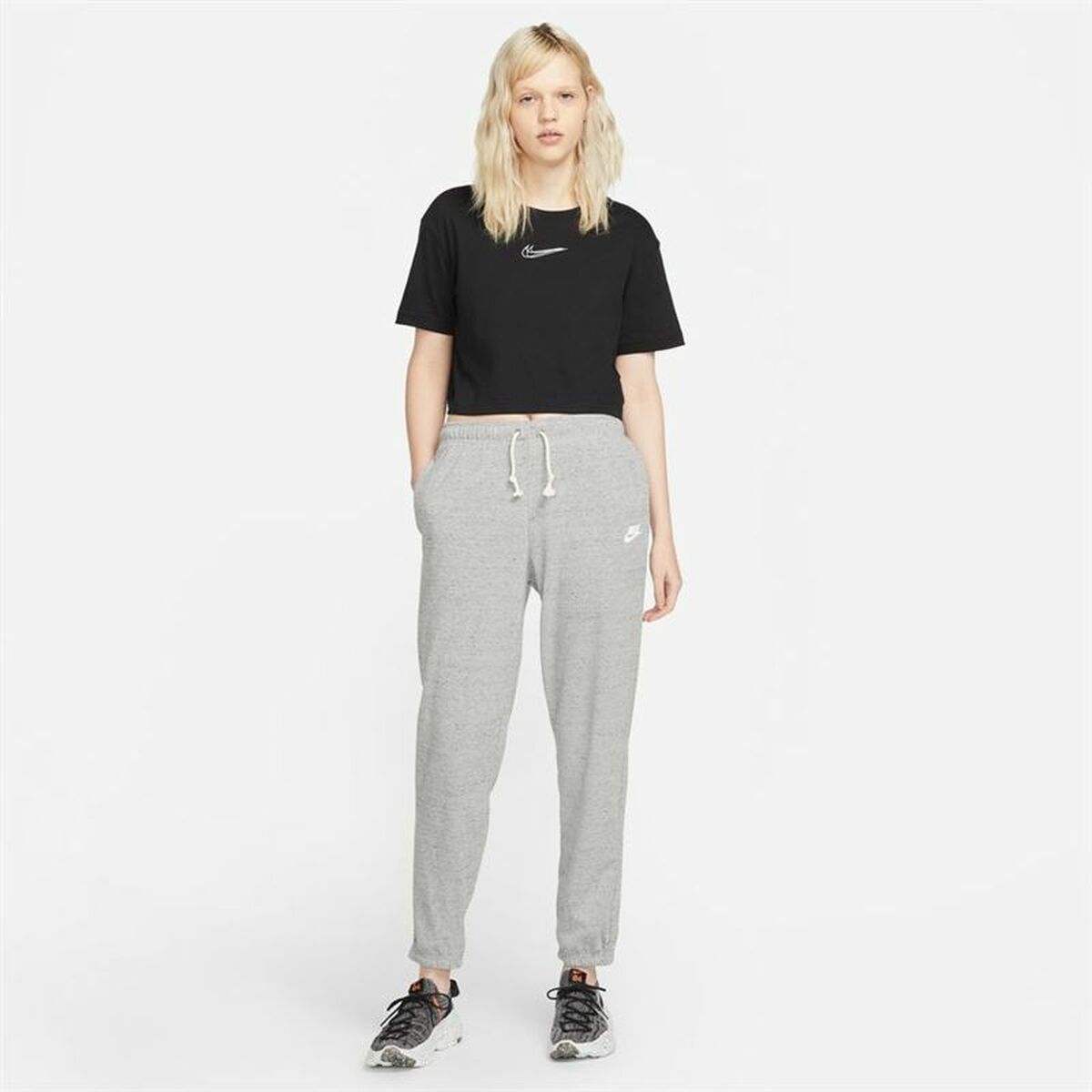 Long Sports Trousers Nike Sportswear Gym Vintage Grey Lady-4