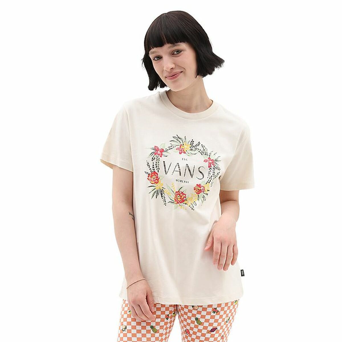 Women’s Short Sleeve T-Shirt Vans Wreath Of Flowers Bff Tee-B-0