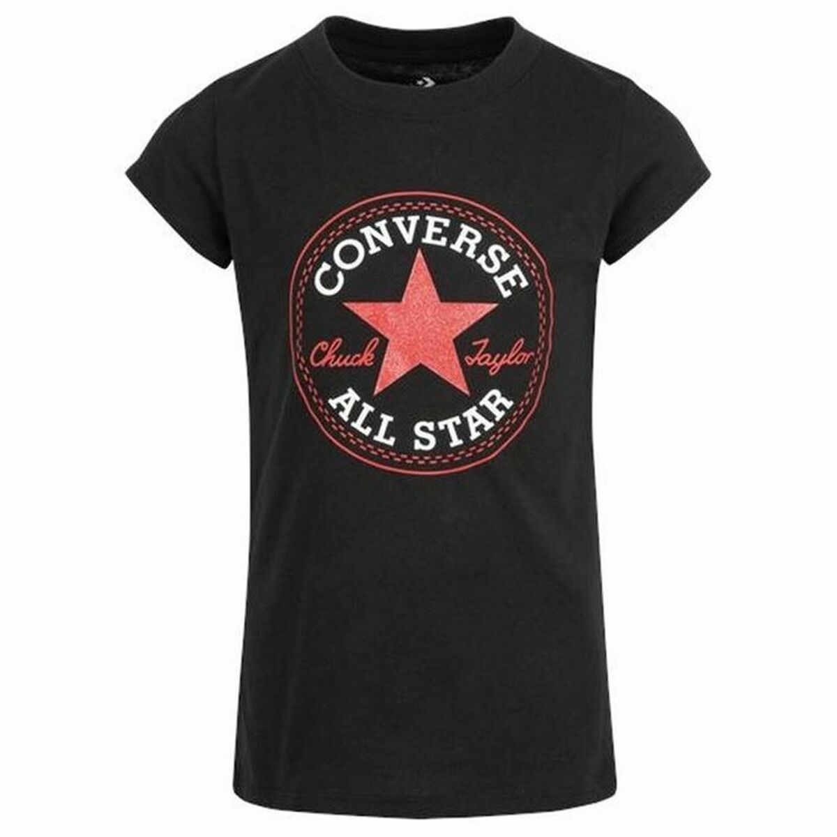 Child's Short Sleeve T-Shirt Converse Timeless Patch Black-0