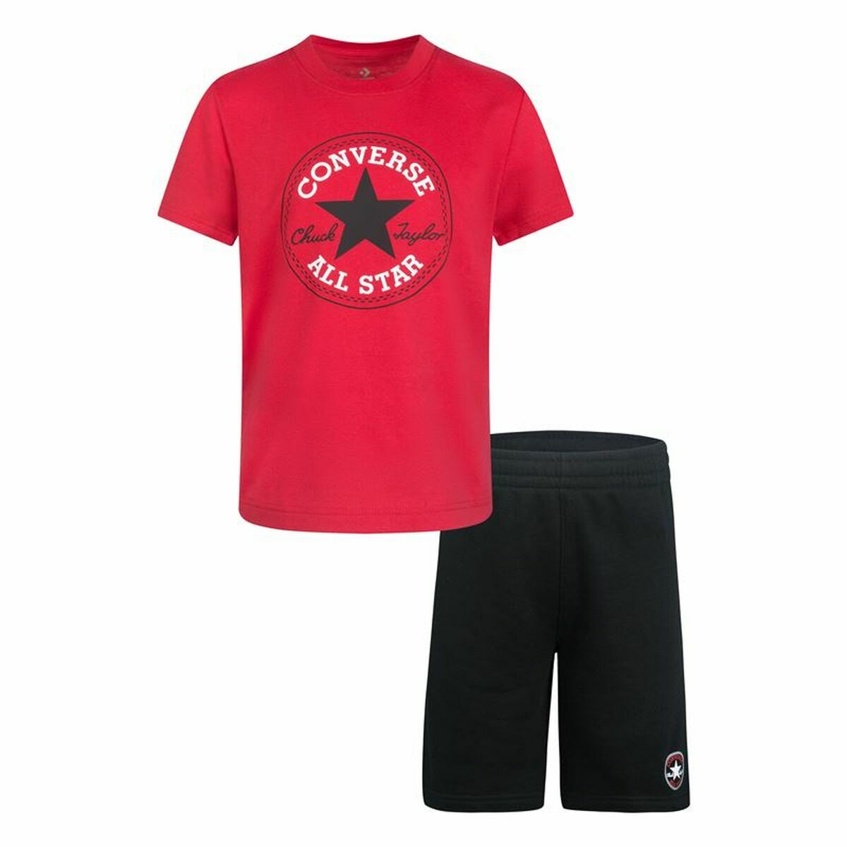 Children's Sports Outfit Converse Core Tee Ft Short Black Magenta-0