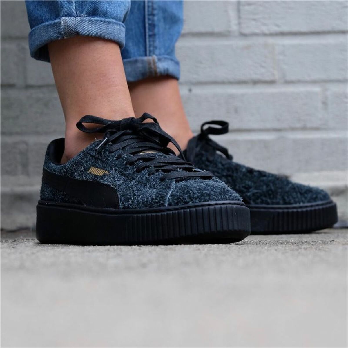 Sports Trainers for Women Puma Suede Platform Eletal Black-1