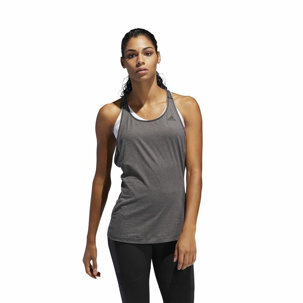 Women's Sleeveless T-shirt Adidas 3 Stripes Tank Dark grey-8