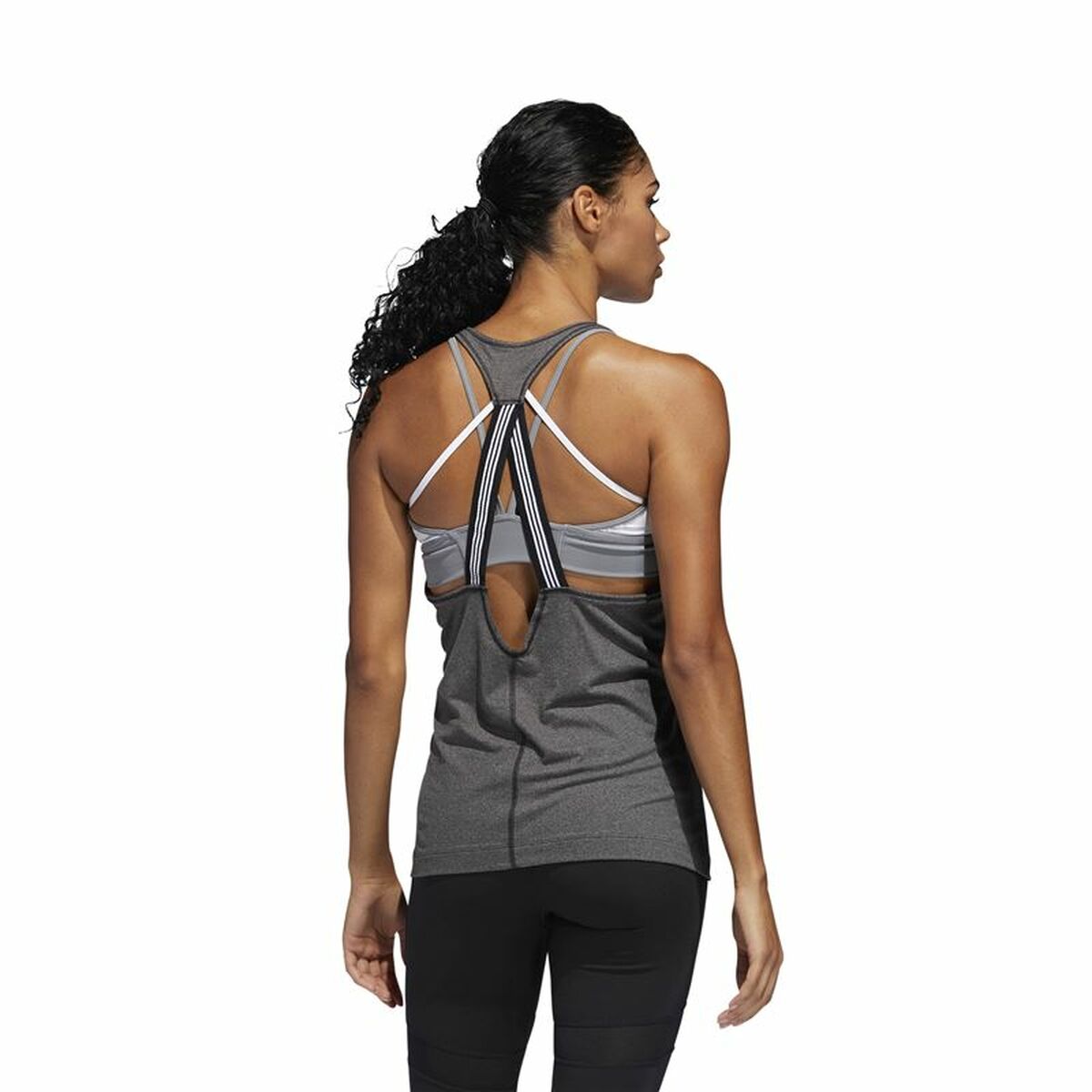 Women's Sleeveless T-shirt Adidas 3 Stripes Tank Dark grey-5