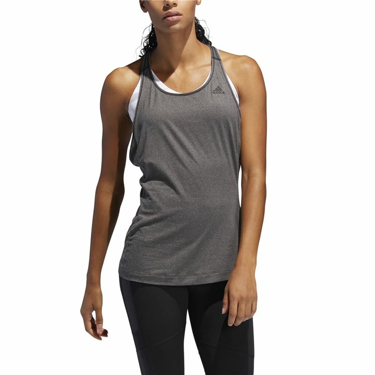 Women's Sleeveless T-shirt Adidas 3 Stripes Tank Dark grey-4