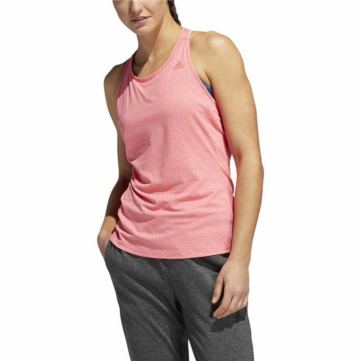 Women's Sleeveless T-shirt Adidas 3 Stripes Tank Pink-7