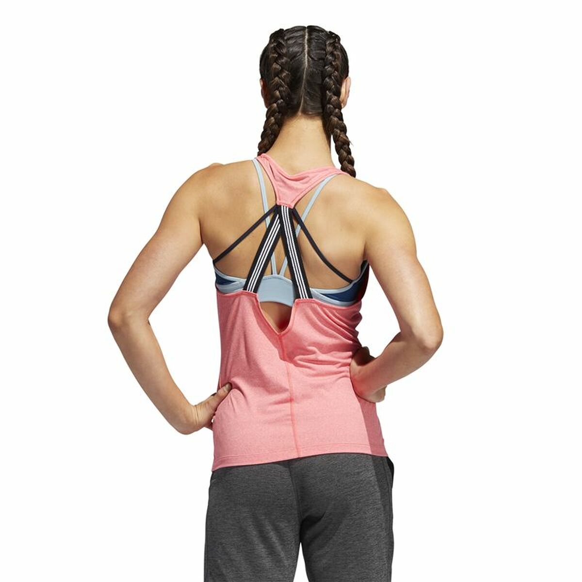 Women's Sleeveless T-shirt Adidas 3 Stripes Tank Pink-6