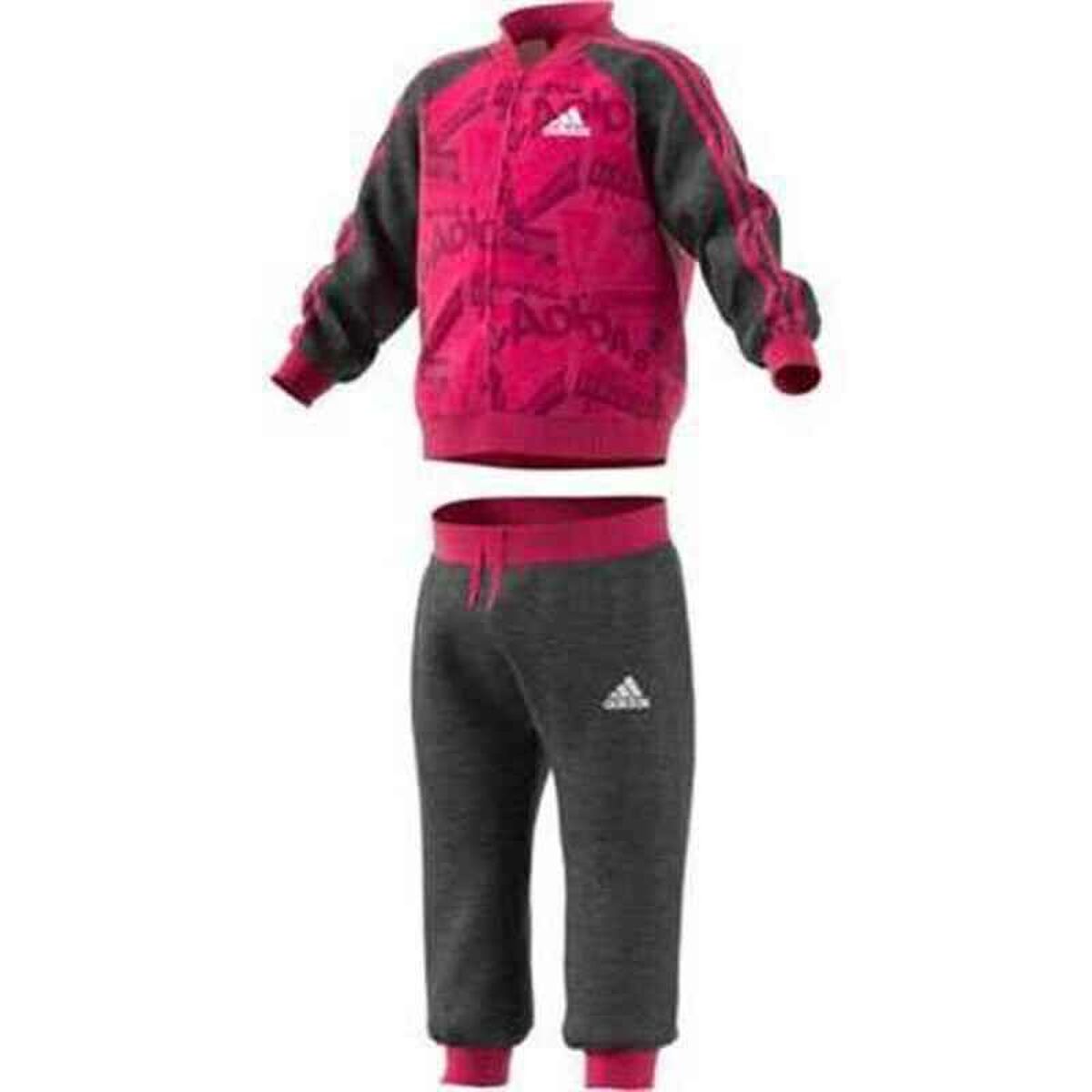 Baby's Tracksuit Adidas I Bball Jog FT Pink Black Multicolour-0