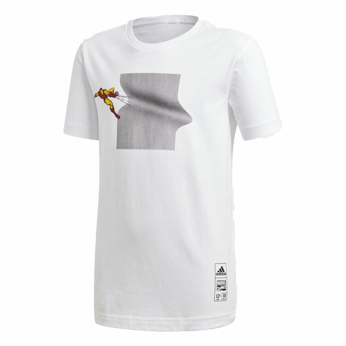 Child's Short Sleeve T-Shirt Adidas Iron Man Graphic White-0