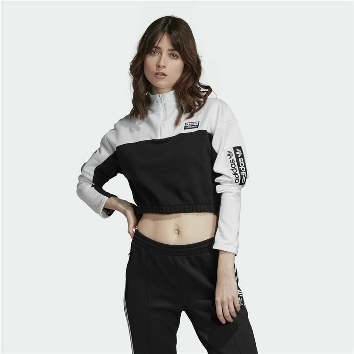 Women’s Short Sleeve T-Shirt Adidas Cropped  White-1