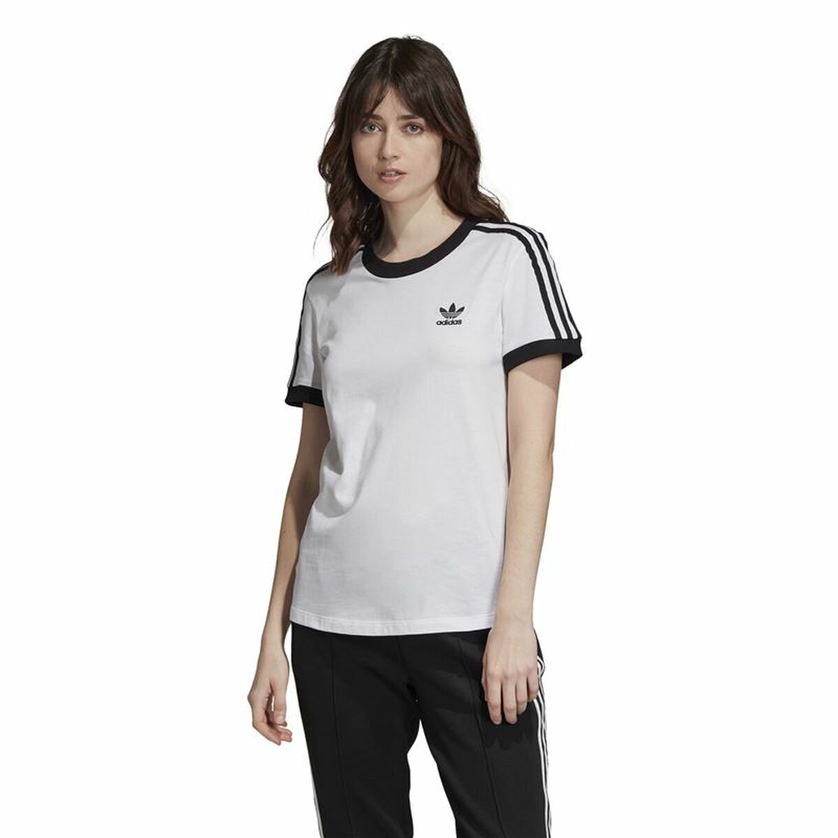 Women’s Short Sleeve T-Shirt Adidas 3 stripes White-0