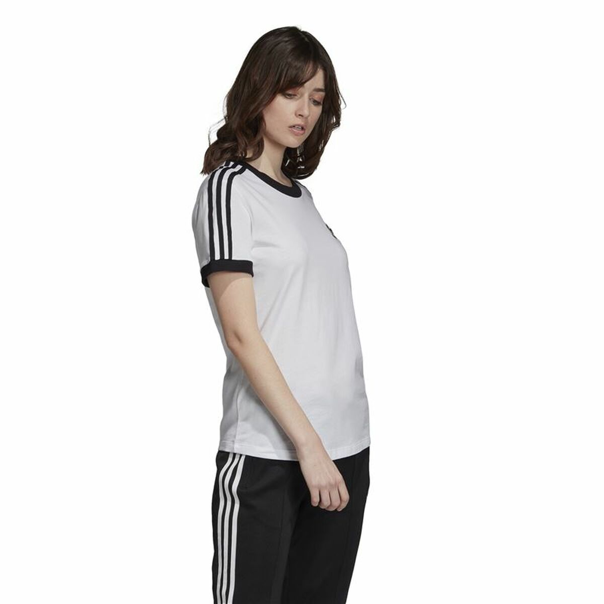 Women’s Short Sleeve T-Shirt Adidas 3 stripes White-7