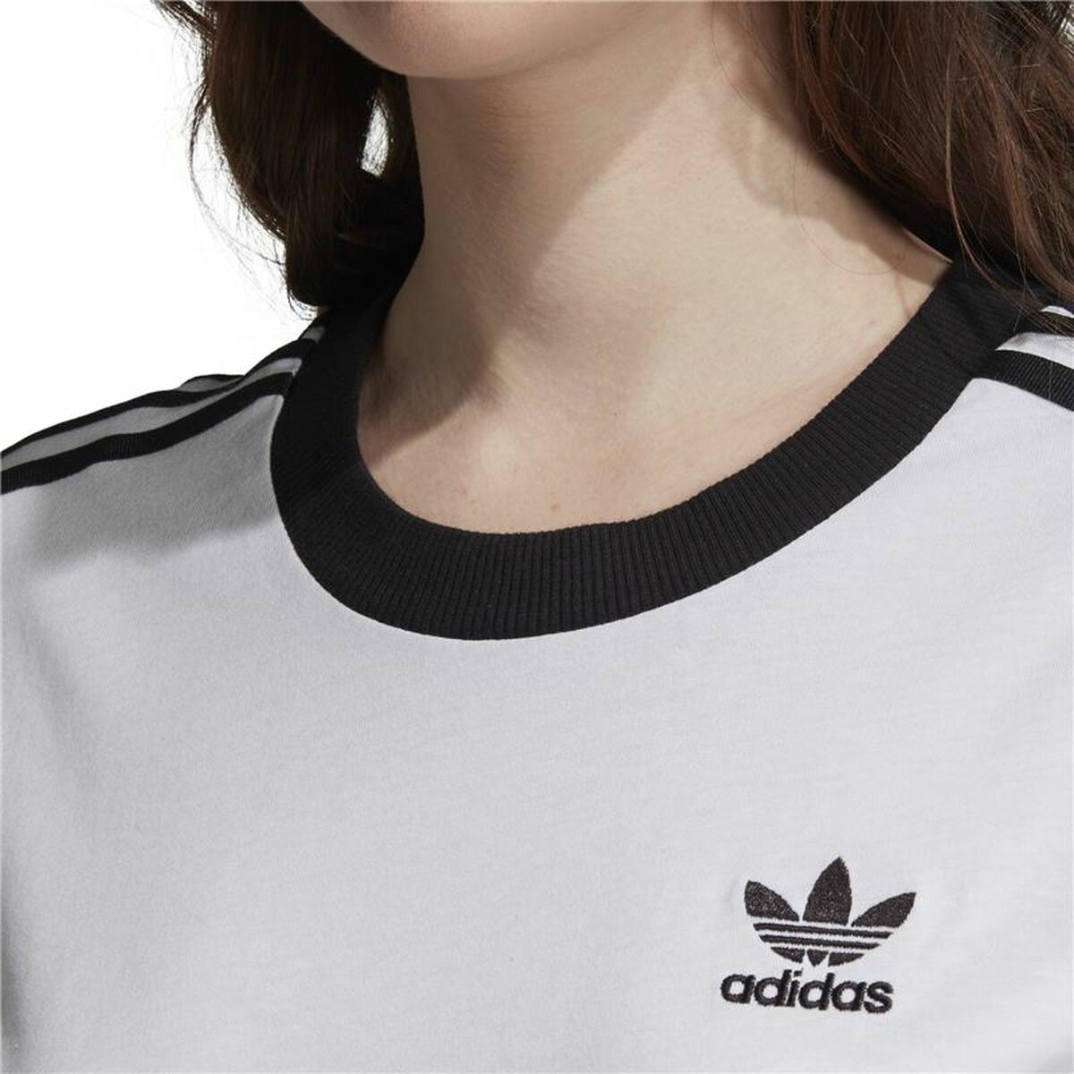 Women’s Short Sleeve T-Shirt Adidas 3 stripes White-6