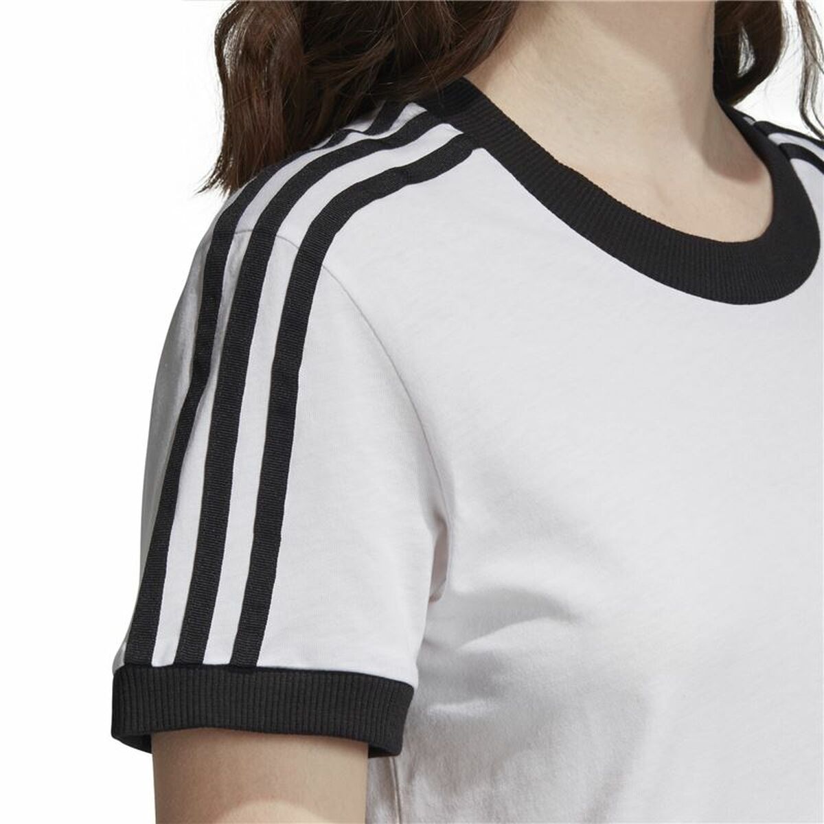 Women’s Short Sleeve T-Shirt Adidas 3 stripes White-5