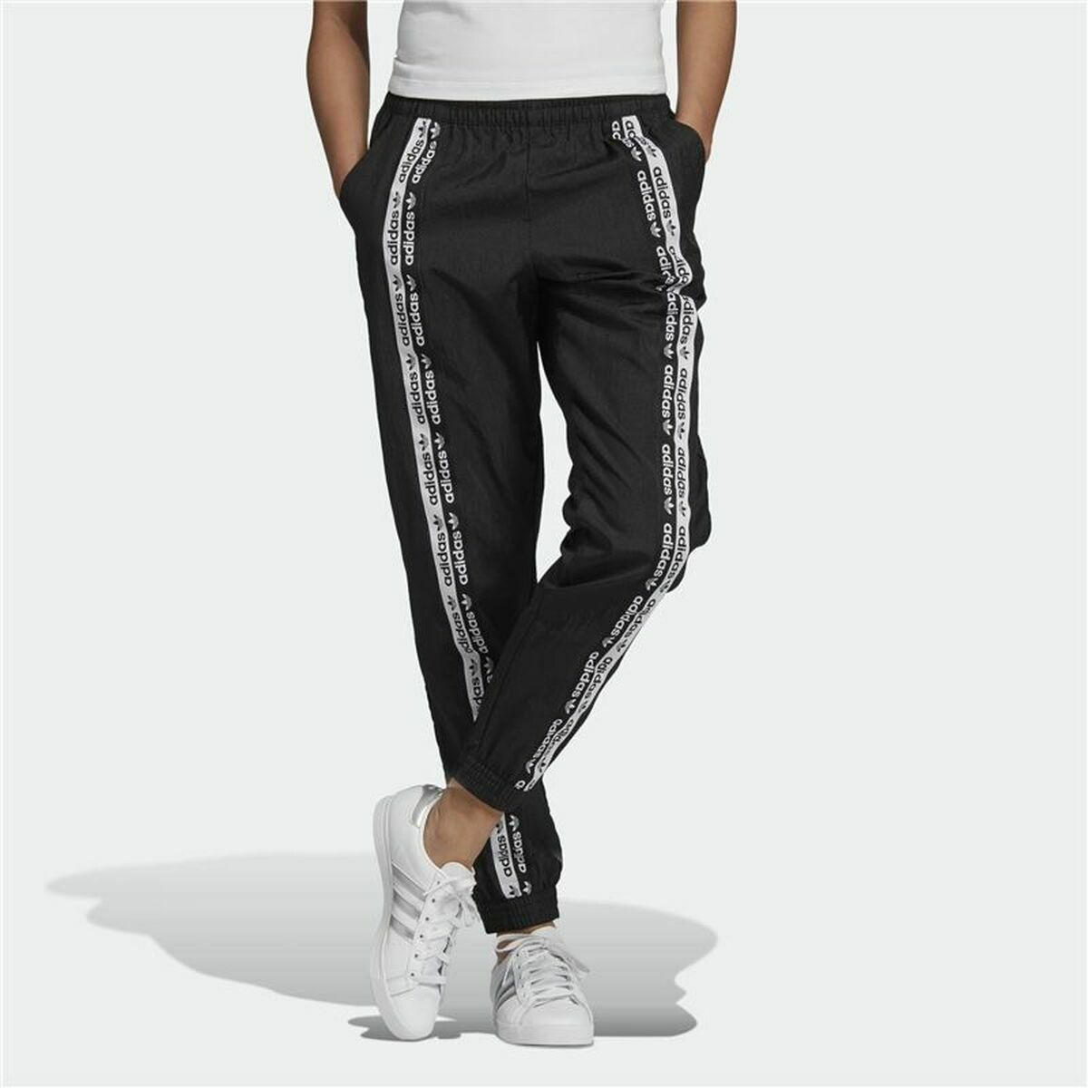 Long Sports Trousers Adidas Track Black Lady-0