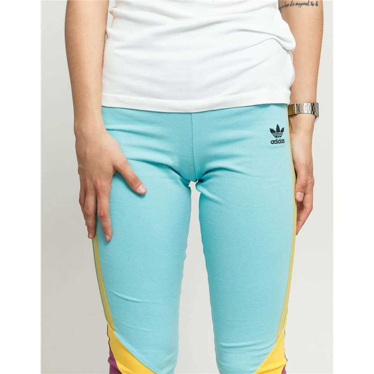 Sport leggings for Women Adidas  High-Waisted Aquamarine-6