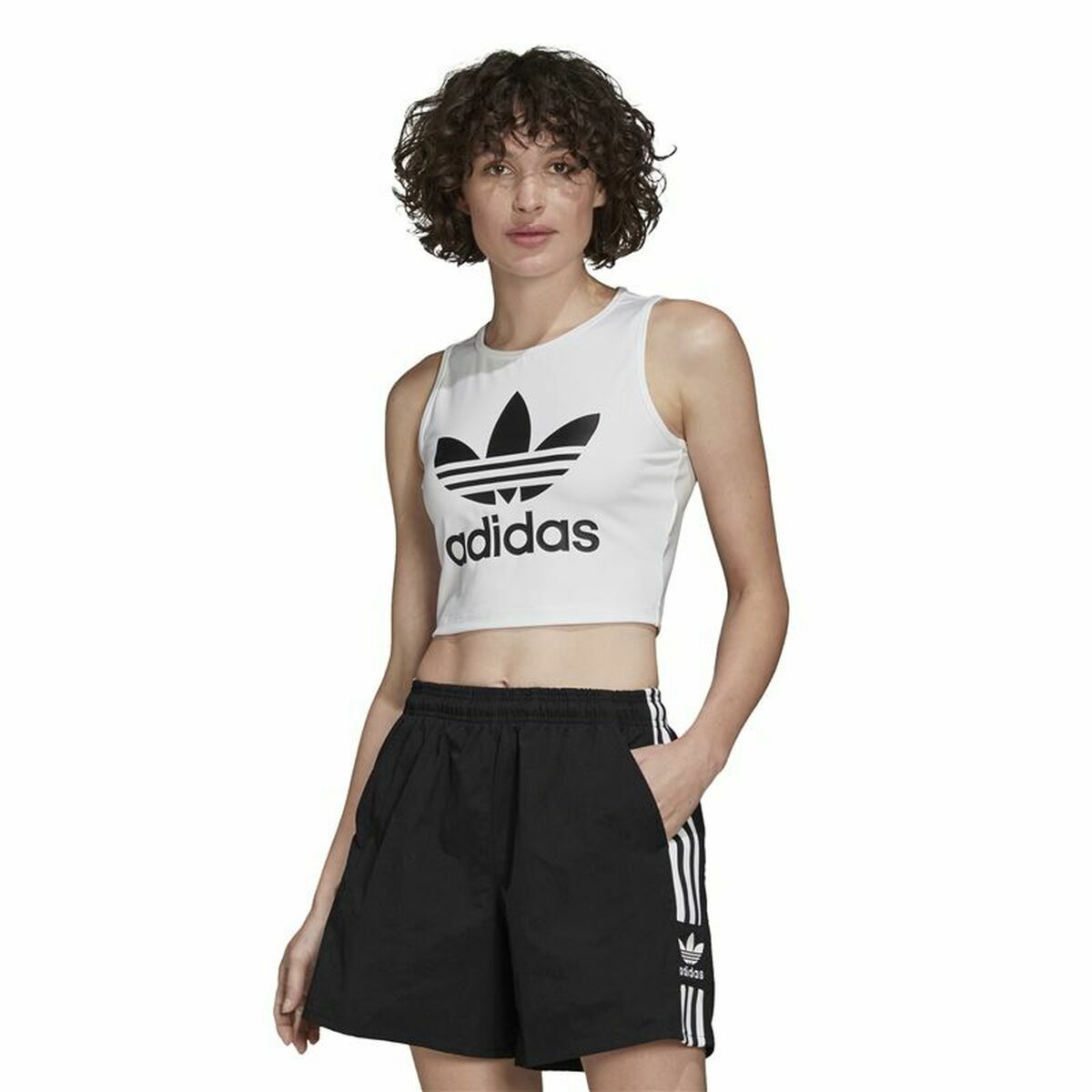 Women's Sleeveless T-shirt Adidas Tank  White-0