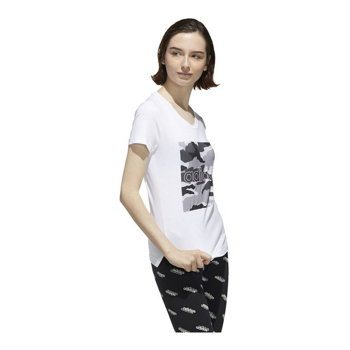 Women’s Short Sleeve T-Shirt Adidas Boxed Camo White-8