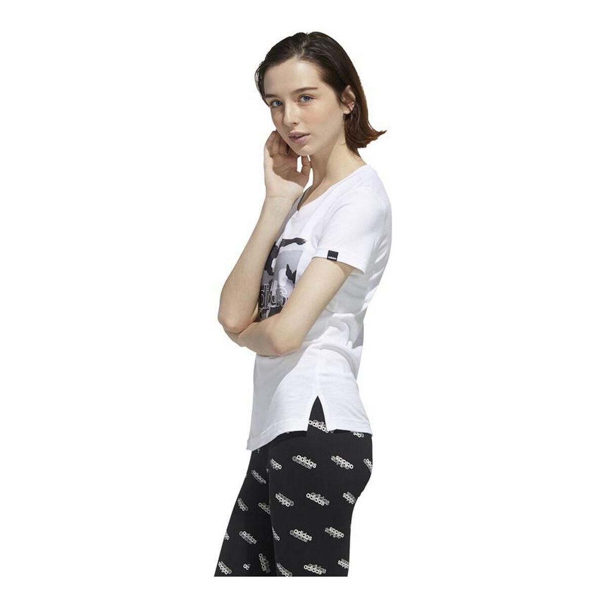 Women’s Short Sleeve T-Shirt Adidas Boxed Camo White-7