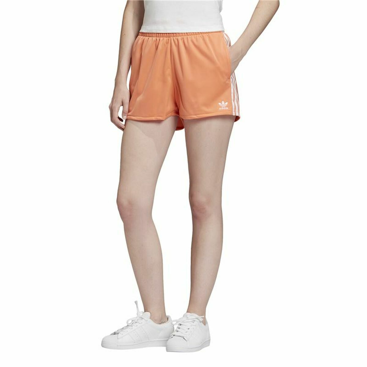 Sports Shorts for Women Adidas  3 Stripes  Orange-1