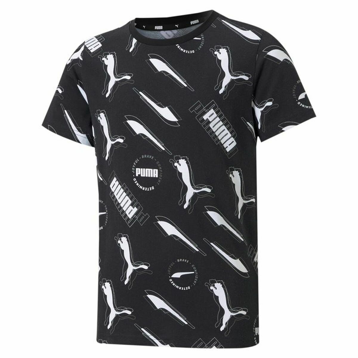 Child's Short Sleeve T-Shirt Puma AOP Black-3