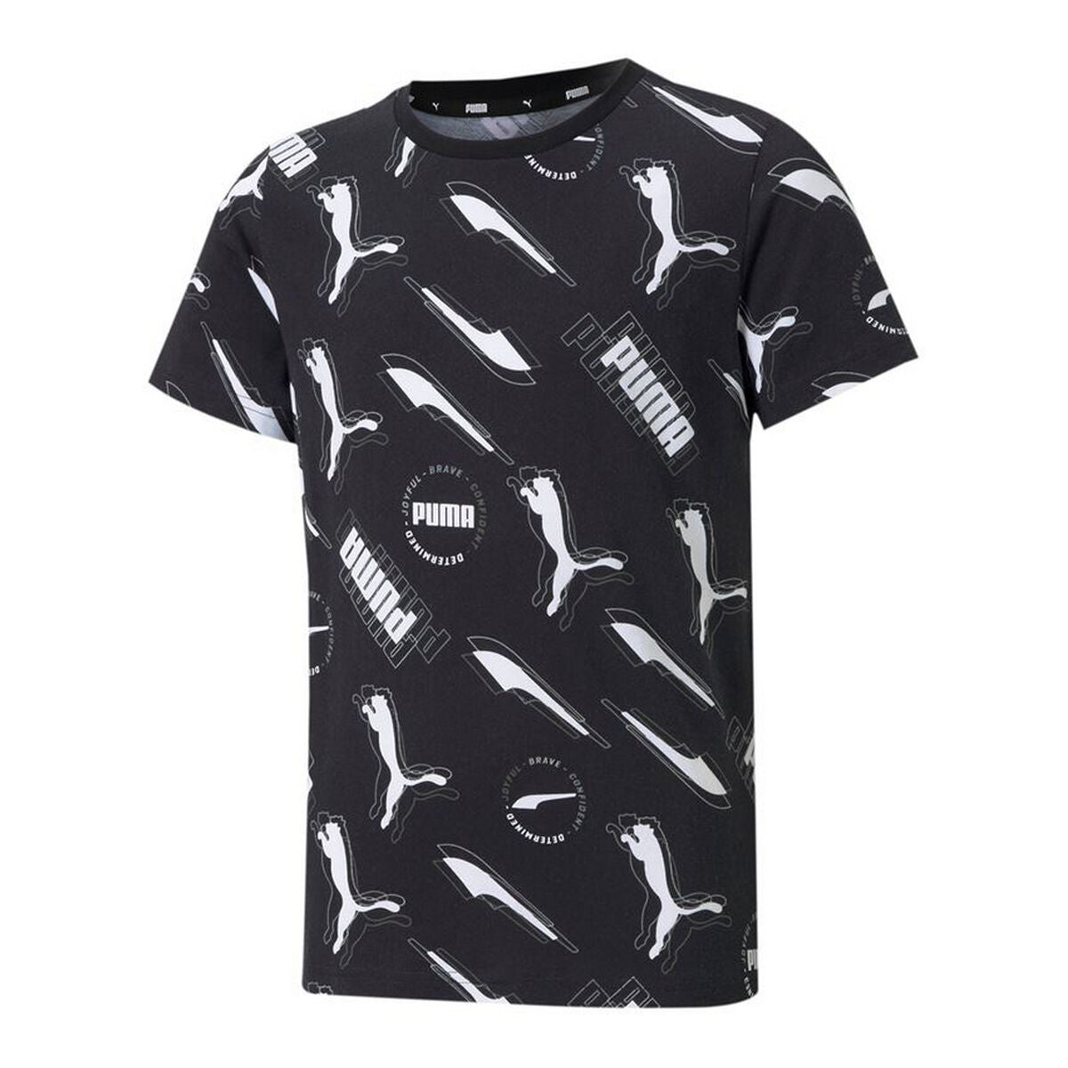 Child's Short Sleeve T-Shirt Puma AOP Black-0