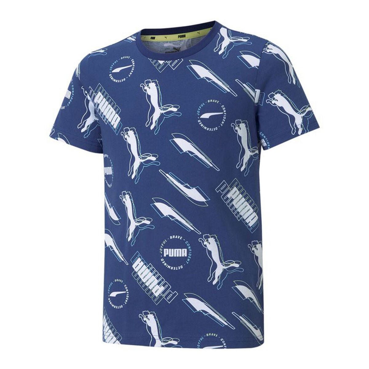 Child's Short Sleeve T-Shirt Puma AOP Dark blue-0