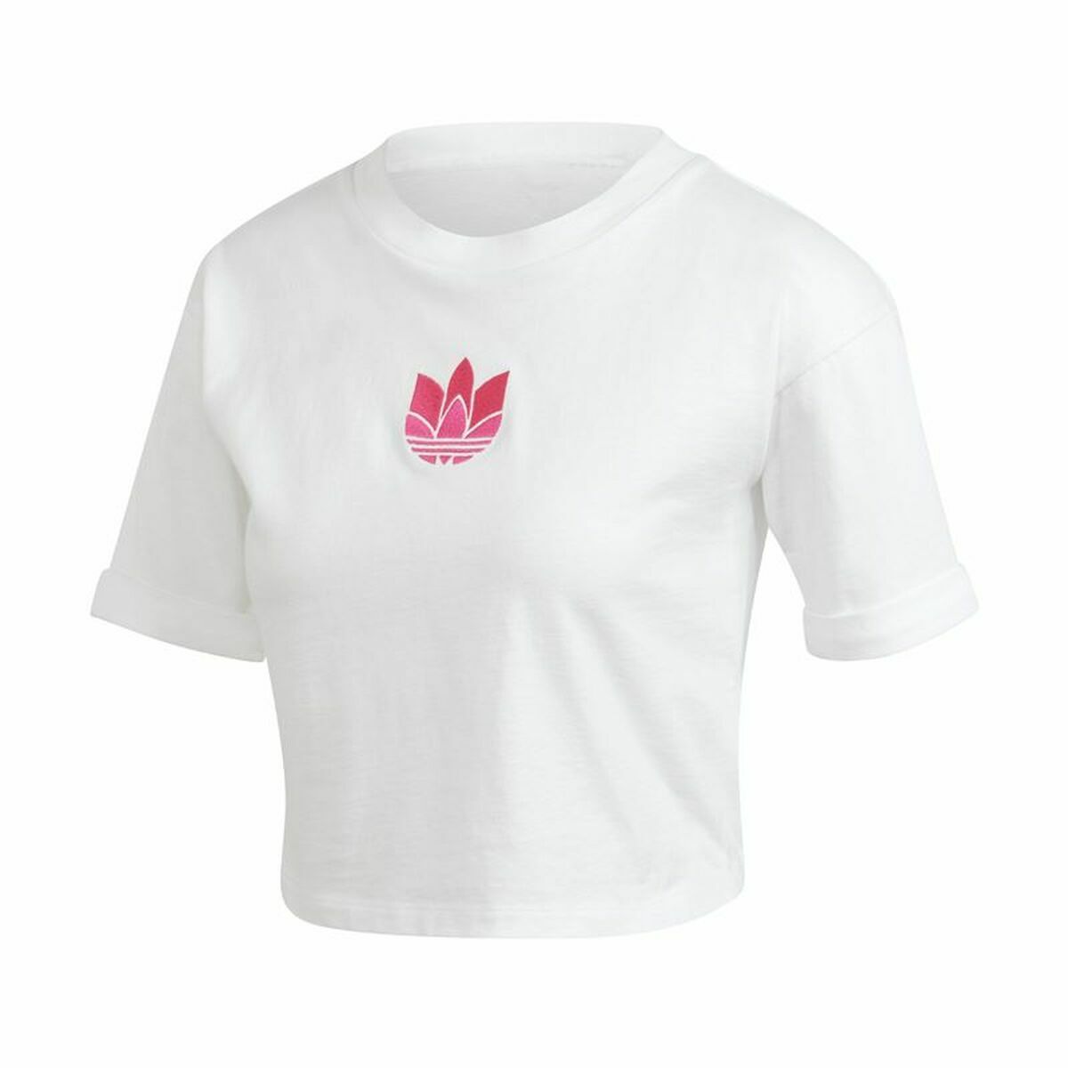 Women’s Short Sleeve T-Shirt Adidas Adicolor 3D Trefoil White-1