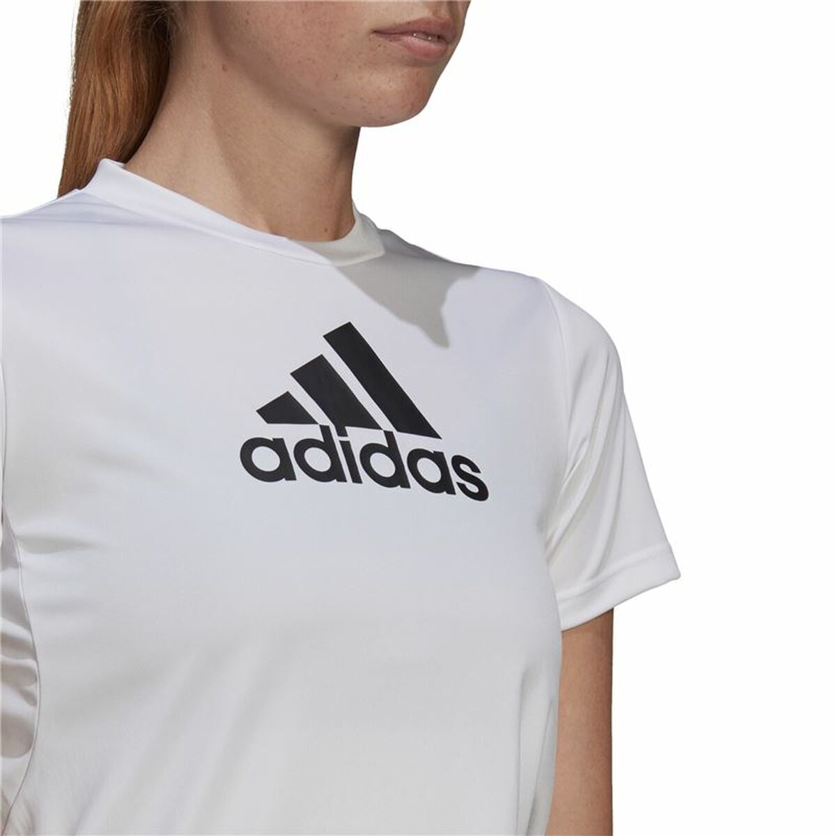 Women’s Short Sleeve T-Shirt Adidas Primeblue D2M Logo Sport  White-3