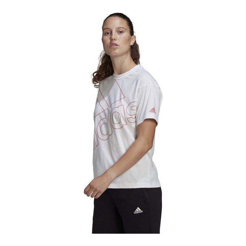 Women’s Short Sleeve T-Shirt Adidas Giant Logo White-5