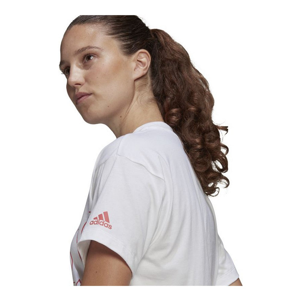 Women’s Short Sleeve T-Shirt Adidas Giant Logo White-3