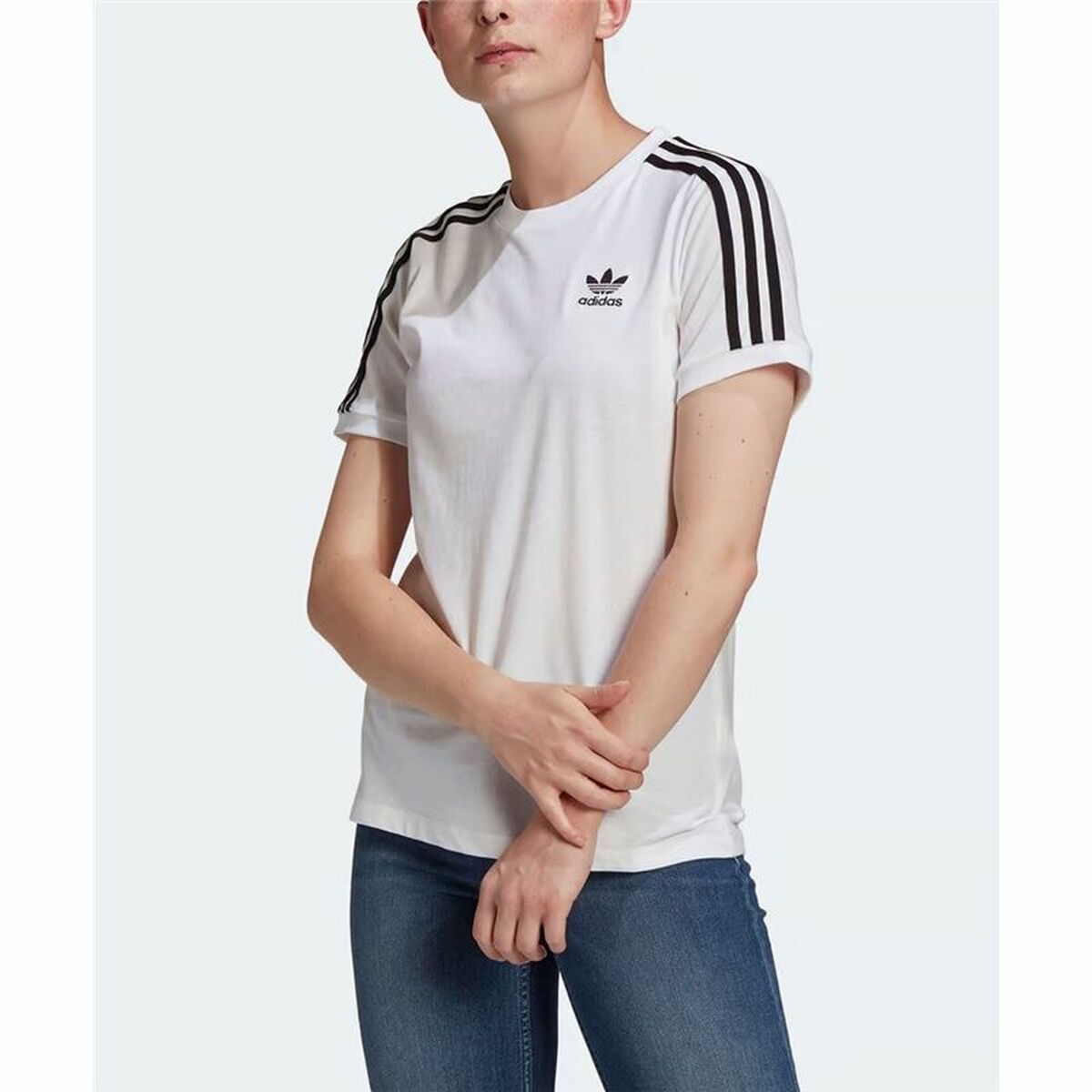 Women’s Short Sleeve T-Shirt Adidas 3 stripes White-2