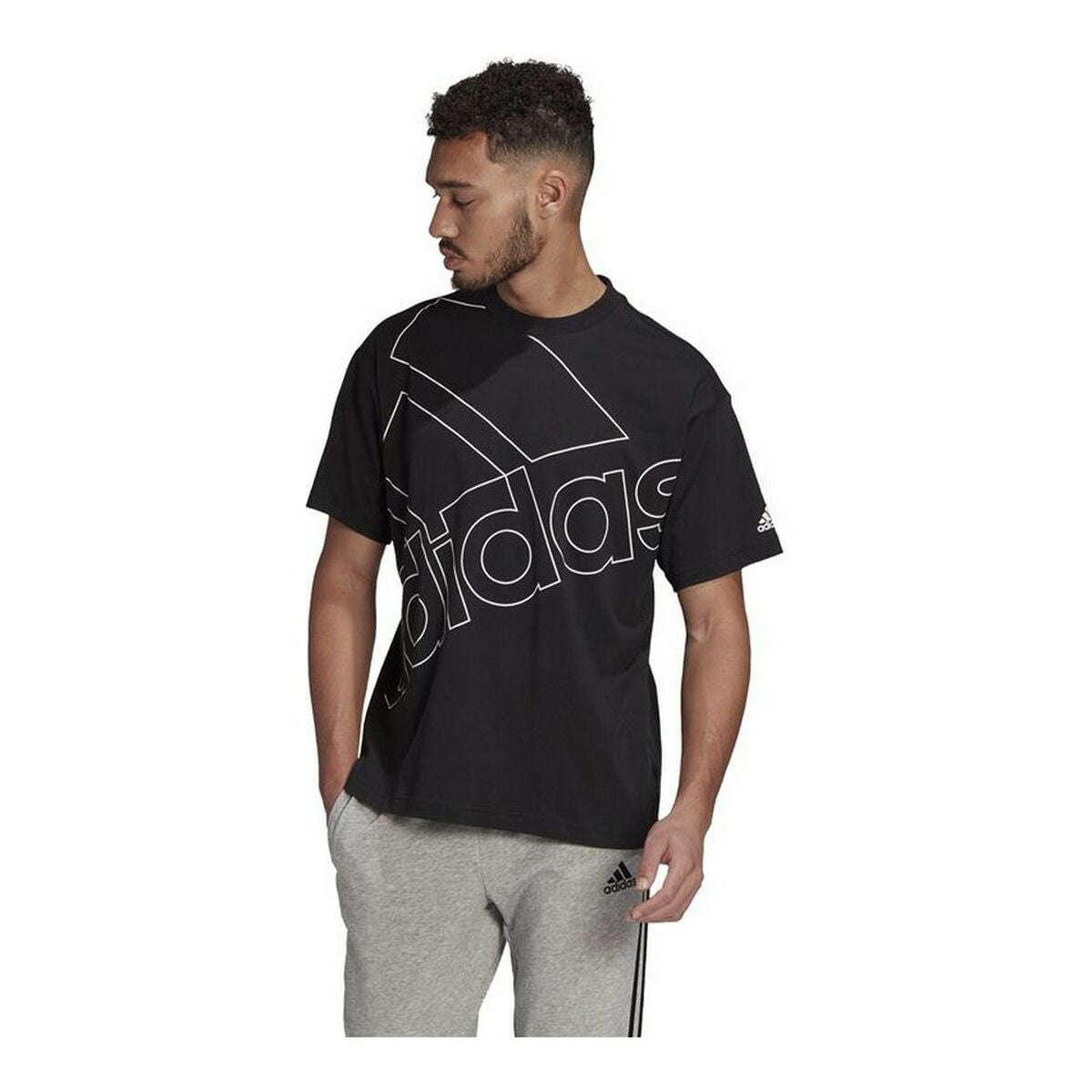 Men’s Short Sleeve T-Shirt Adidas Giant Logo Black-5