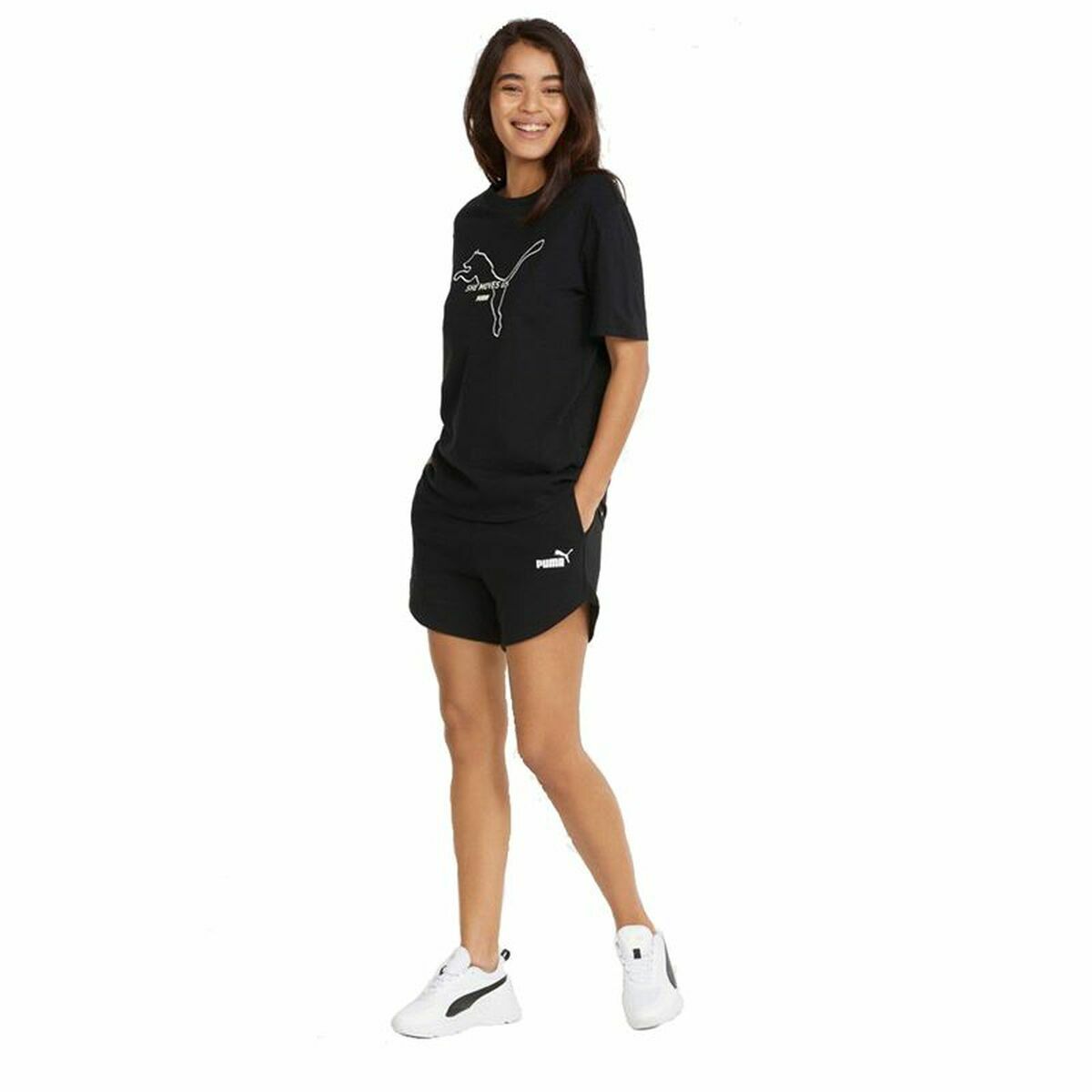 Long Sports Trousers Puma ESS Black Lady-2