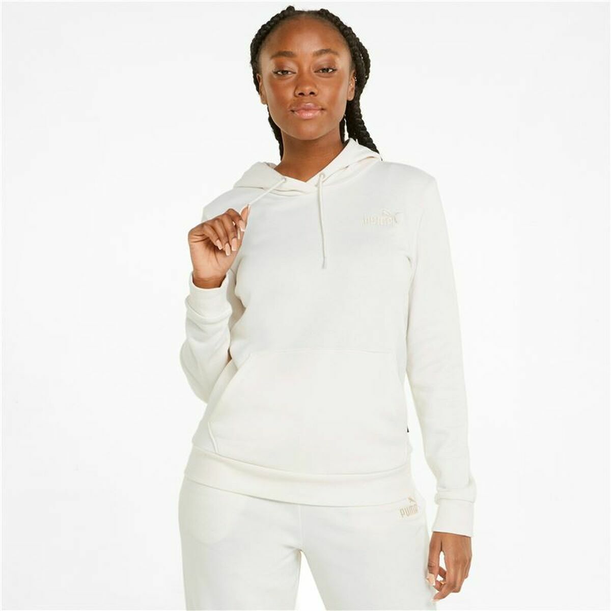 Women’s Hoodie Puma Essentials Embroidery White-3