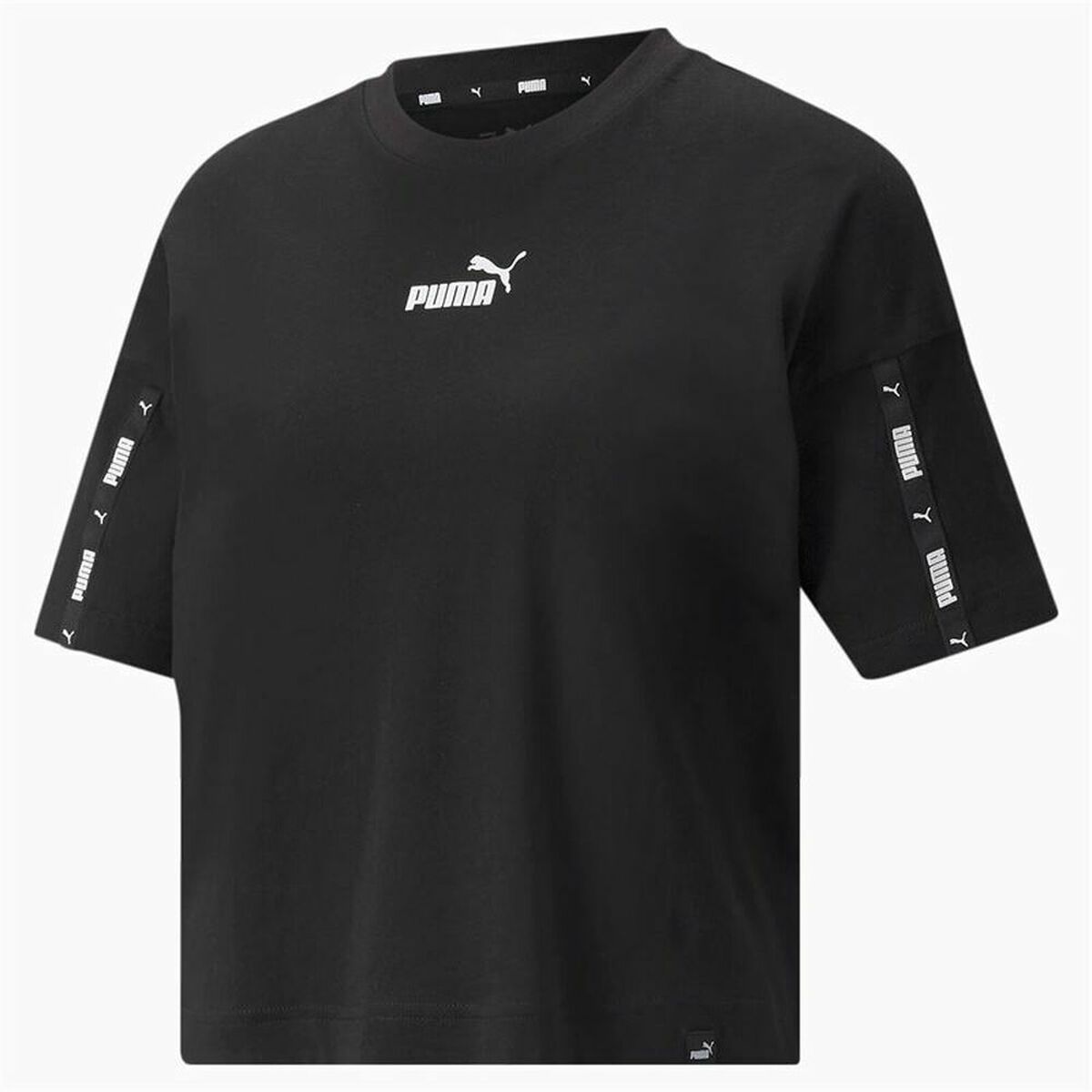 Women’s Short Sleeve T-Shirt Puma  Tape Crop  Black-4