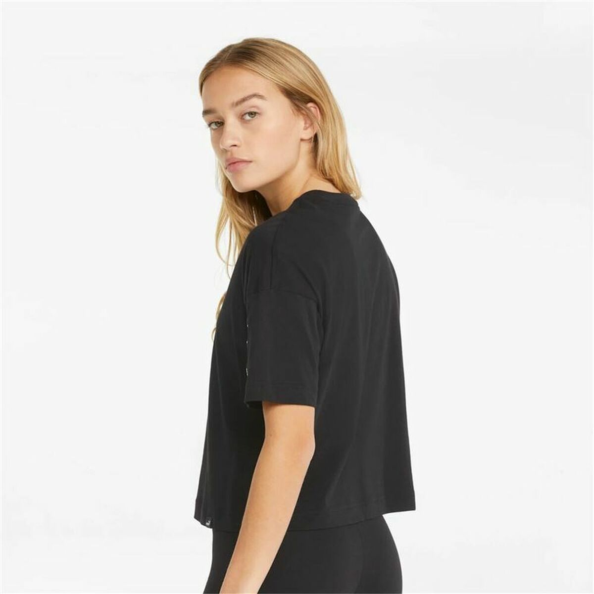 Women’s Short Sleeve T-Shirt Puma  Tape Crop  Black-8