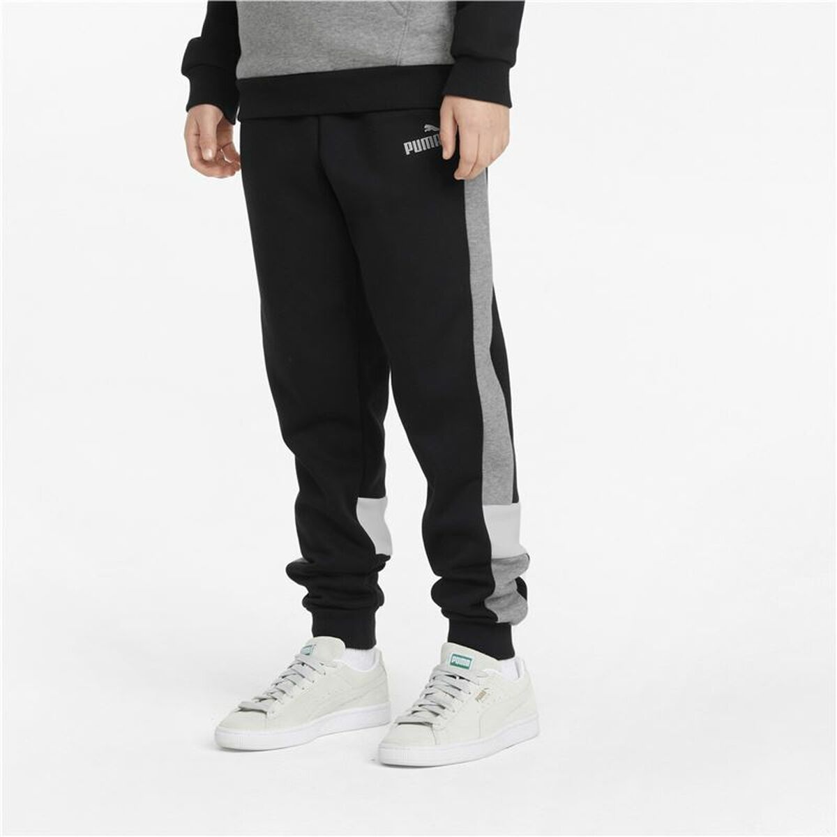 Children's Tracksuit Bottoms Puma Essentials+ Colorblock Black Boys-5