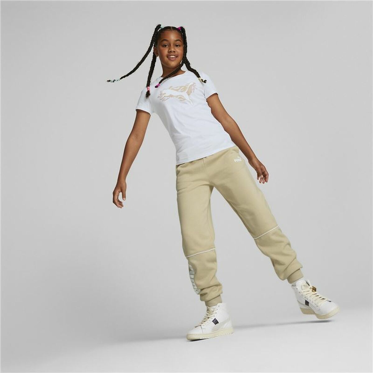 Child's Short Sleeve T-Shirt Puma Alpha White-7