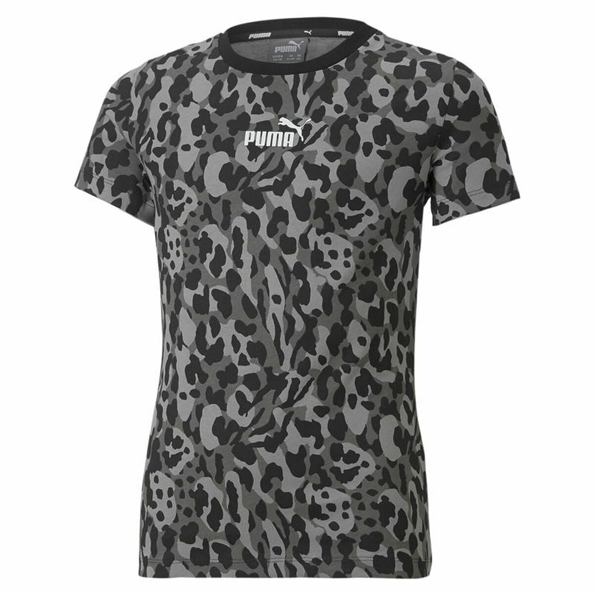 Child's Short Sleeve T-Shirt Puma Alpha AOP Black-0