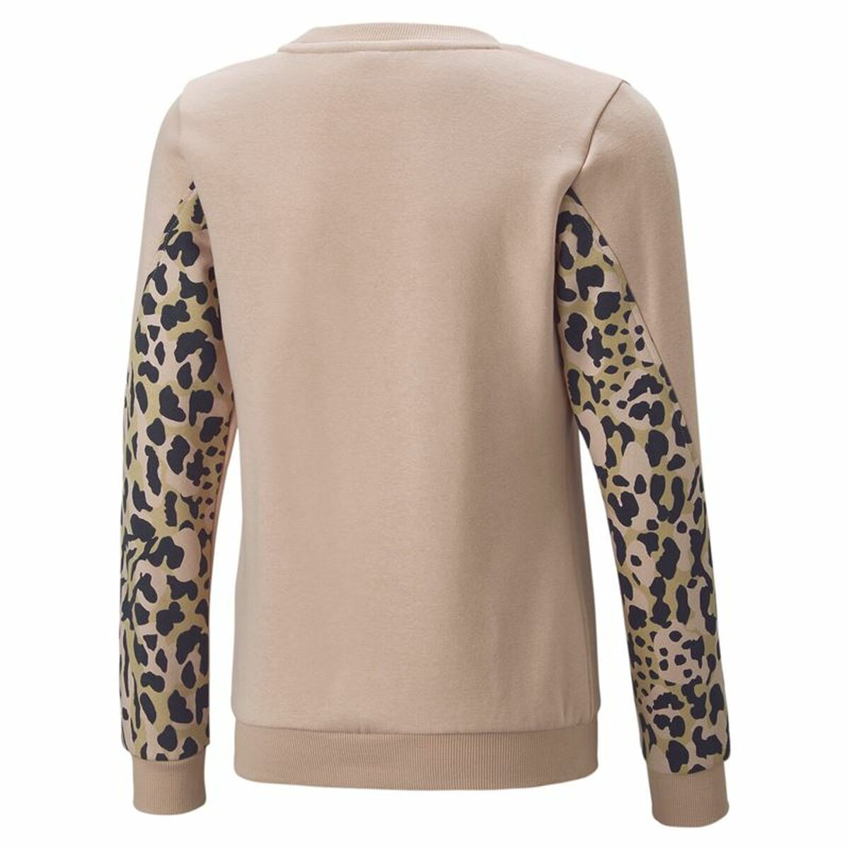 Hoodless Sweatshirt for Girls Puma Alpha Crew Neck Beige Leopard Pink-7