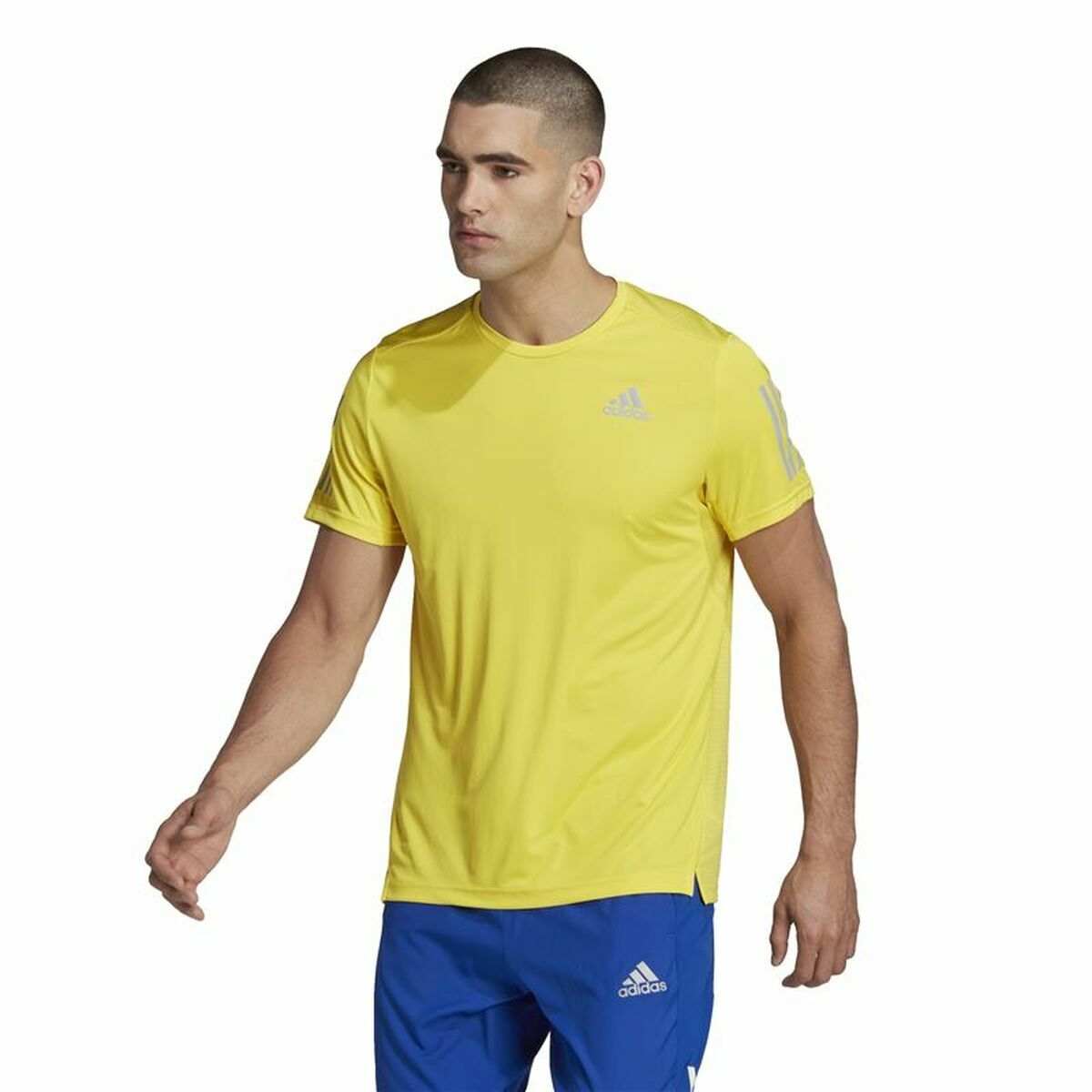 Men’s Short Sleeve T-Shirt Adidas  Graphic Tee Shocking Yellow-0