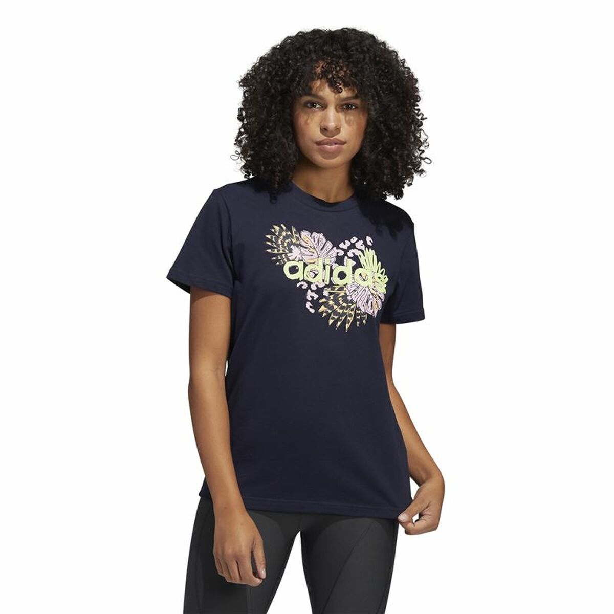 Women’s Short Sleeve T-Shirt Adidas Farm Print Graphic Dark blue-5