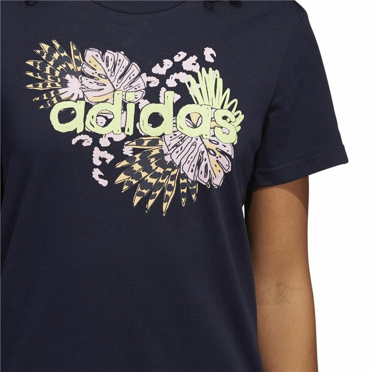 Women’s Short Sleeve T-Shirt Adidas Farm Print Graphic Dark blue-3