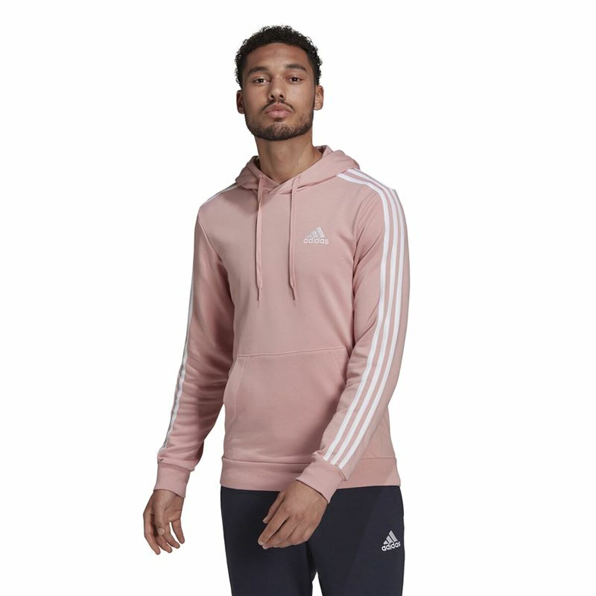 Men’s Hoodie Adidas Essentials Wonder Mauve 3 Stripes Pink-5