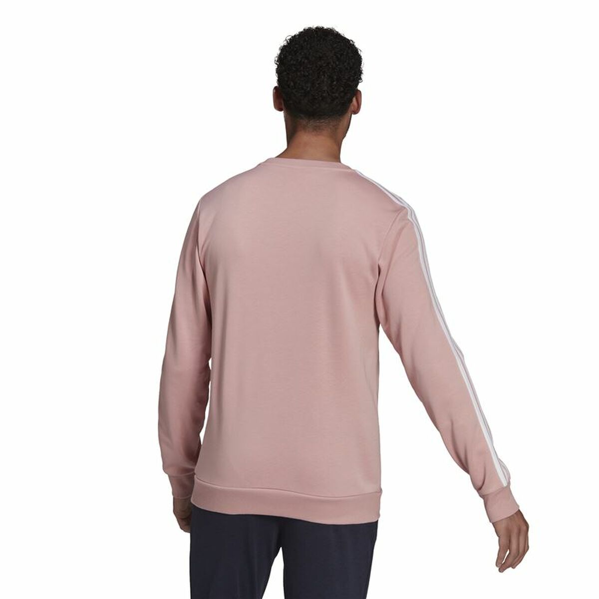 Men’s Sweatshirt without Hood Adidas Essentials French Terry 3 Stripes Pink-2