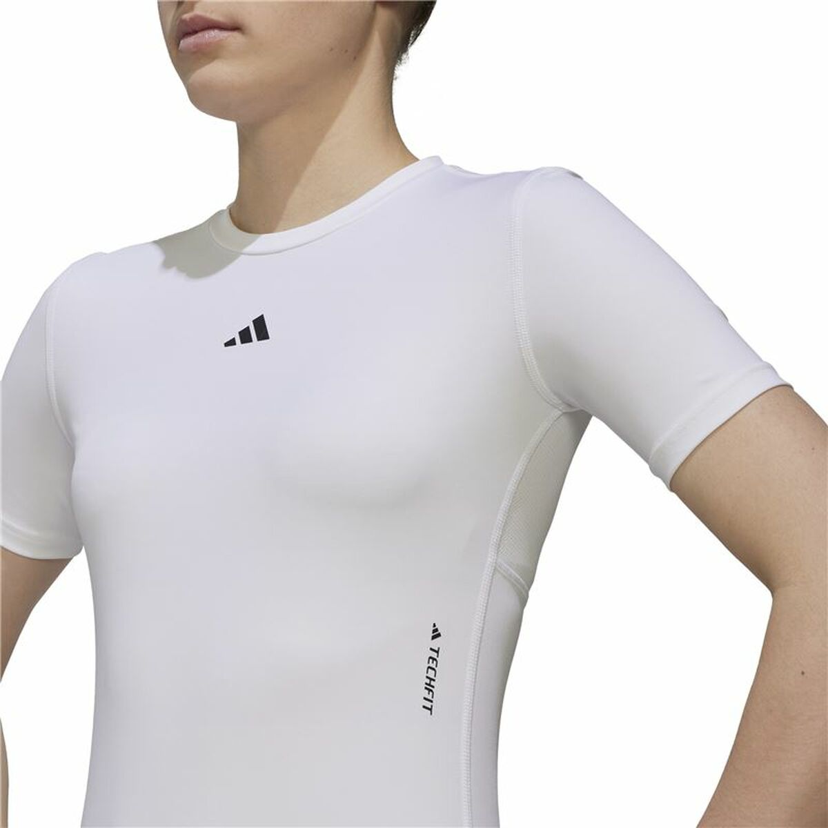 Women’s Short Sleeve T-Shirt Adidas Techfit Training White-3