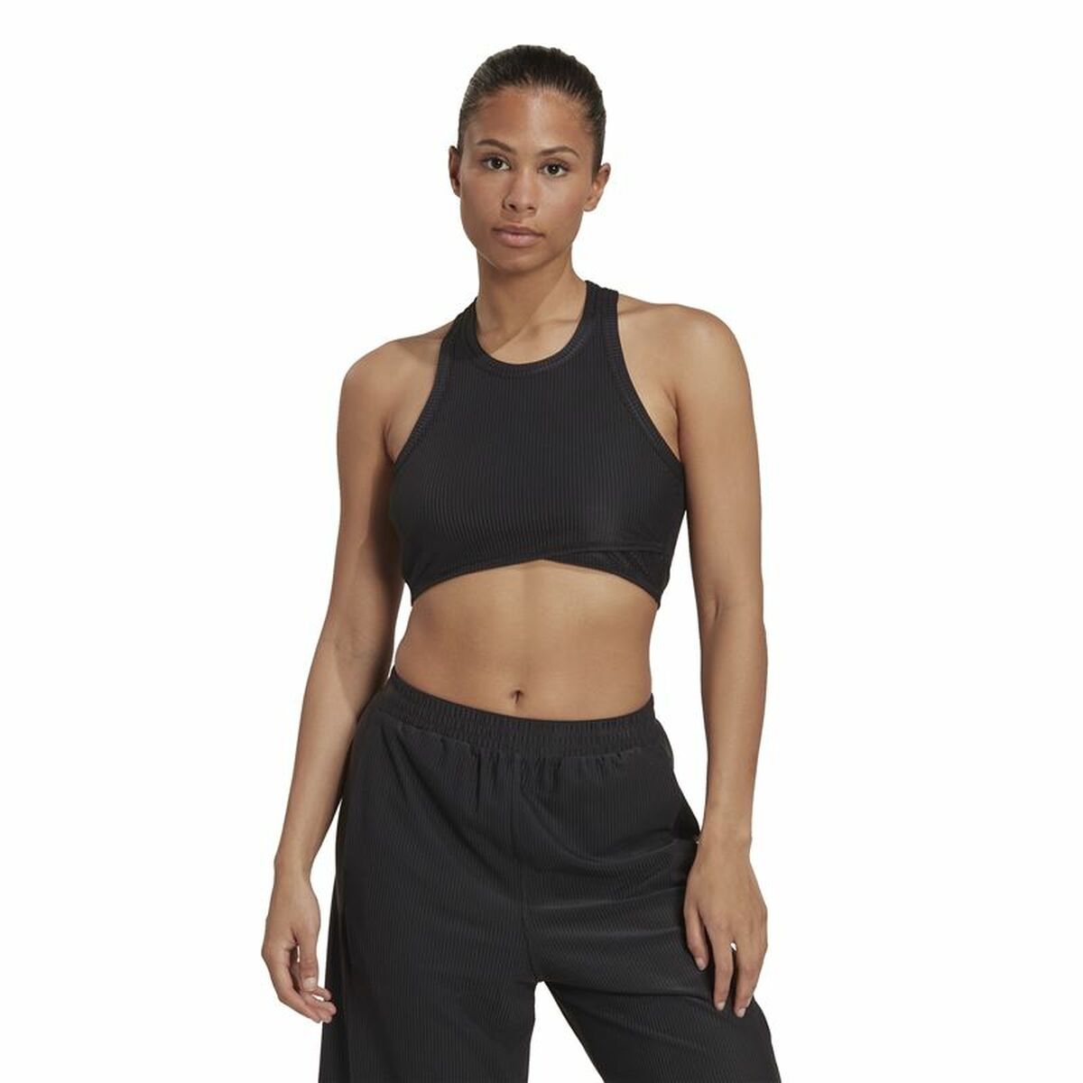 Women’s Sports Top Adidas Studio Wrapeed Rib Black-7